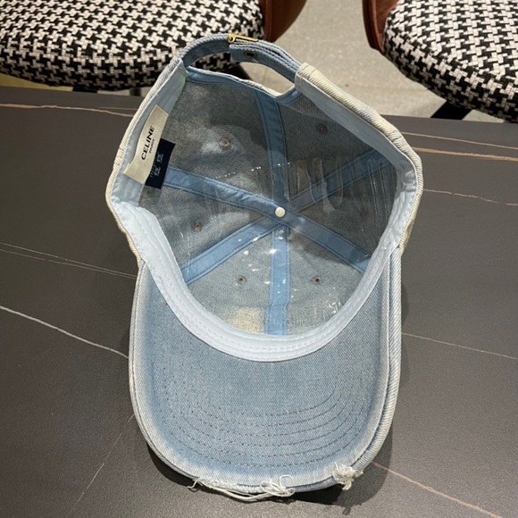 Faded Blue-White Gradient Cap with Triomphe Logo & Distressing main image 7
